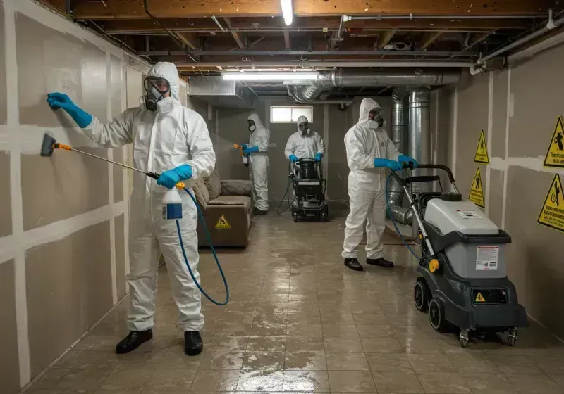 Basement Moisture Removal and Structural Drying process in Thurmond, NC